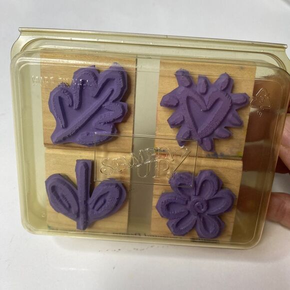 2002 Stampin' Up! Delightful Doodles Card Making Rubber Mounted Stamp Set of 4 - Picture 2 of 4